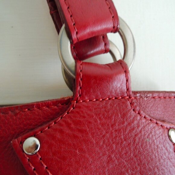 Cristian Red Italian Leather Shoulder Bag Satchel - Picture 8 of 14
